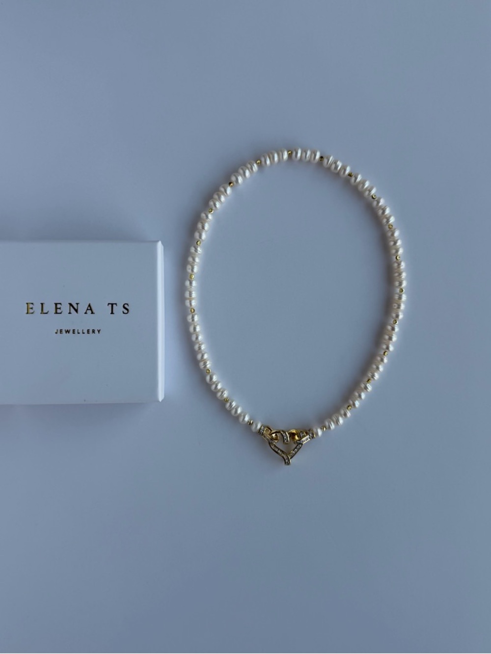 545 Freshwater Pearl Necklace with Gold Heart Clasp